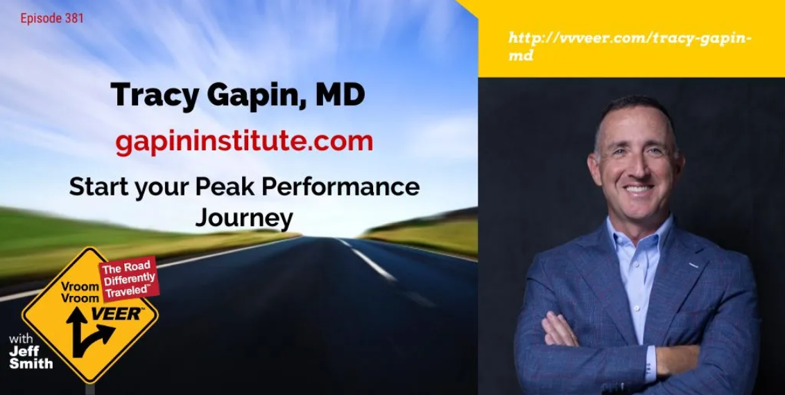 Dr. Tracy Gapin featured on The Road Differently Traveled podcast with Jeff Smith, discussing peak performance and wellness